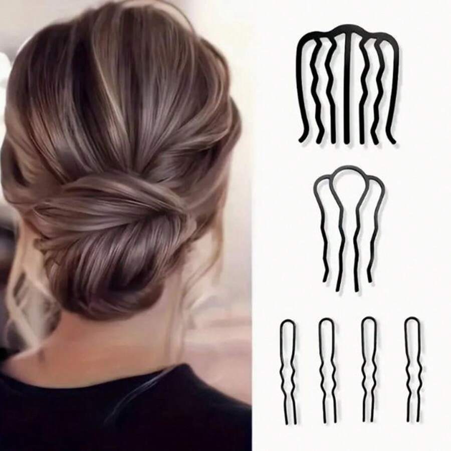 6 件/組 女士簡約風格髮飾、髮夾、髮夾和髮髻髮夾