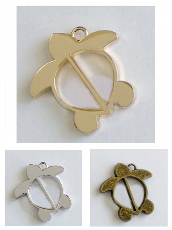 1pc Shallow Gold Ocean Animal Turtle Shaped Alloy Frame Pendant For Diy Jewelry Making