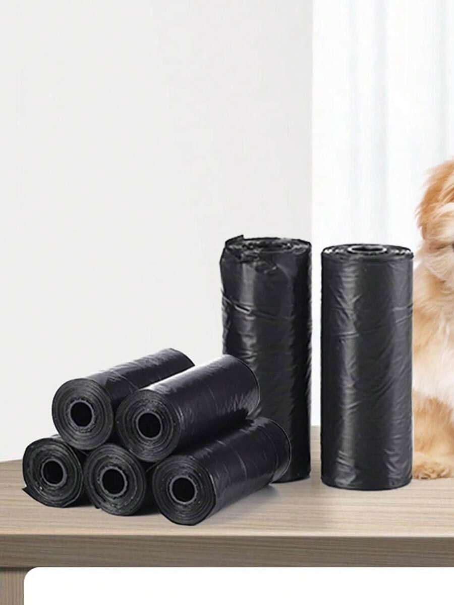 5pcs/pack Black Pet Waste Bag, Solid Color