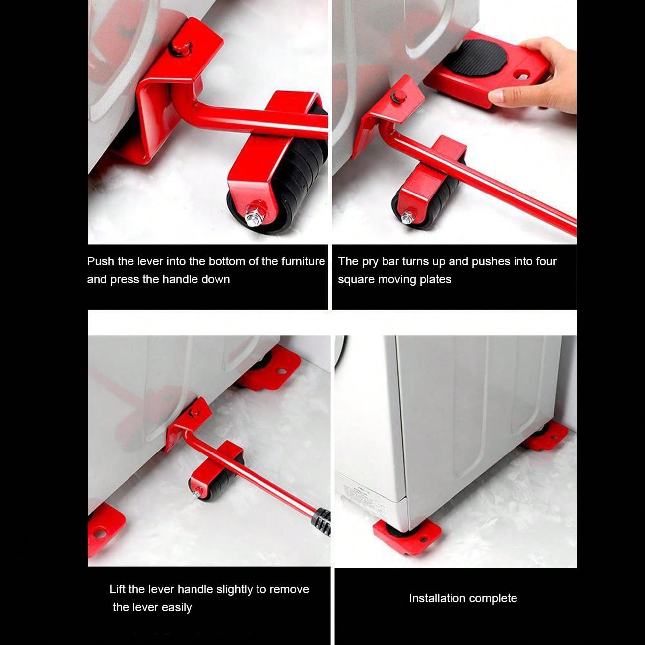 [5pcs/set] Furniture Moving Tool With Swivel Wheels, Heavy Duty Lifter