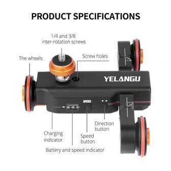 Yelangu 1入組黑色abs + 鋁自動攝影機運動車,適用於相機和智能手機