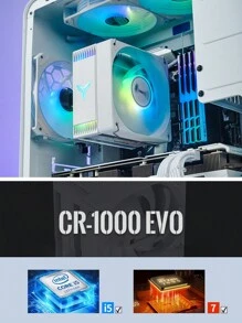 Jonsbo Cr-1000evo Rgb白色cpu風冷散熱器鍍鎳4熱管12cm七彩光效pwm風扇多平台 - 白色 - 查看 4