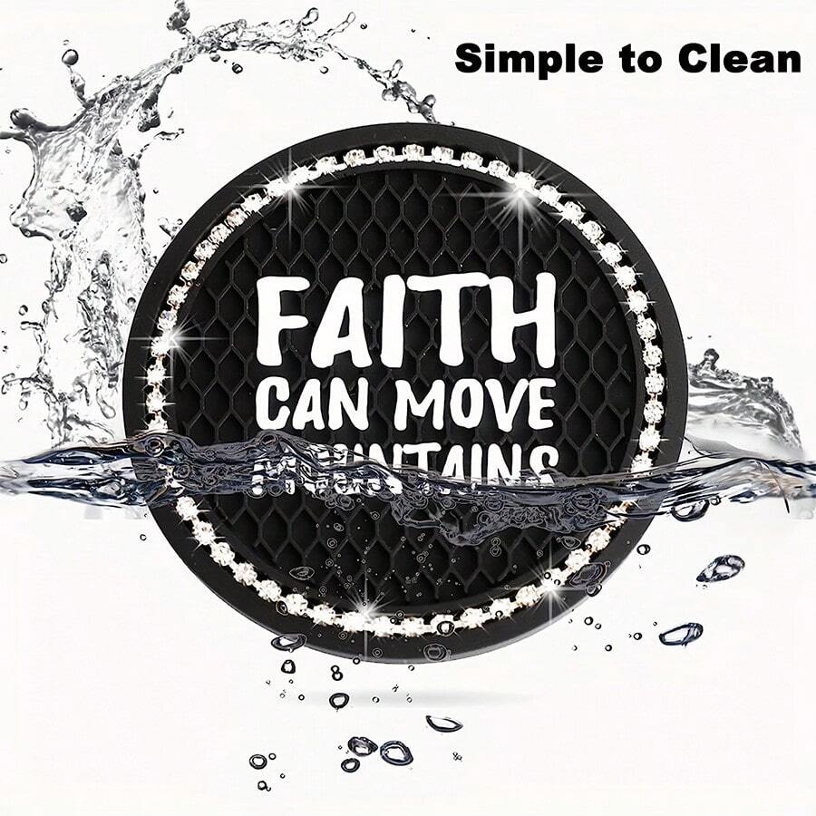 1pc Slogan Graphic Rhinestone Decor Antislip Car Coaster SHEIN USA