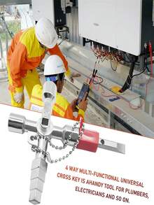 4 In 1 Universal Practical Key, Multi-functional Radiator Key, Durable Anti-rust Utility Meter Key, Suitable For Water & Electric Meter, Radiator, Gas Meter, Elevator - Silver - View 2