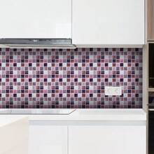 Self-adhesive Square Ceramic Tile Sticker With Mosaic Pattern, Removable Wall Decoration - Black and White - View 2