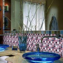 Self-adhesive Square Ceramic Tile Sticker With Mosaic Pattern, Removable Wall Decoration - Black and White - View 3