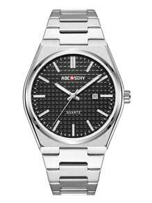 1 Pieza Reloj Clásico De Negocios Negro De Cuarzo Para Hombres - Negro - Ver 1