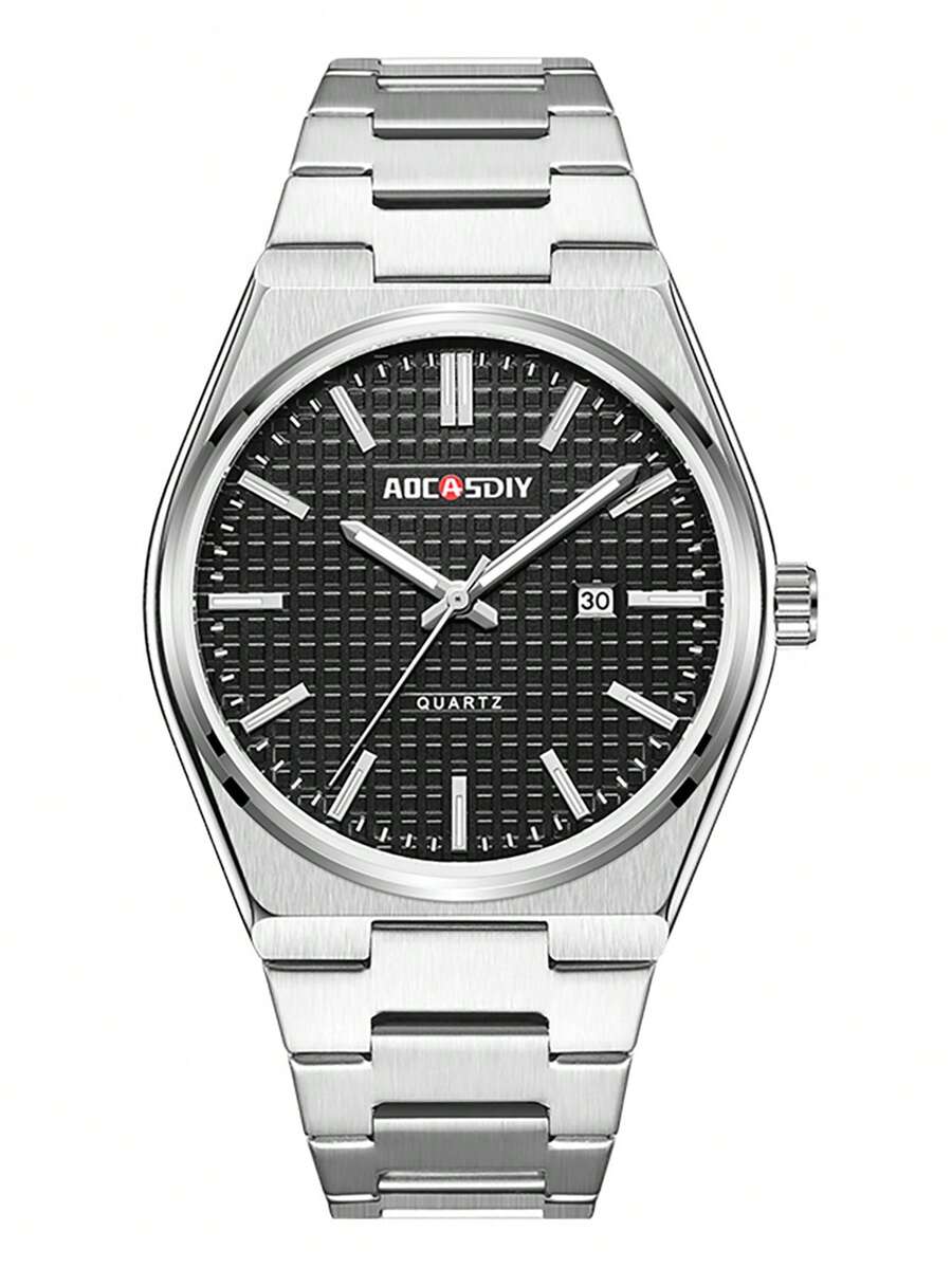 1 Pieza Reloj Clásico De Negocios Negro De Cuarzo Para Hombres - Negro - Ver 1