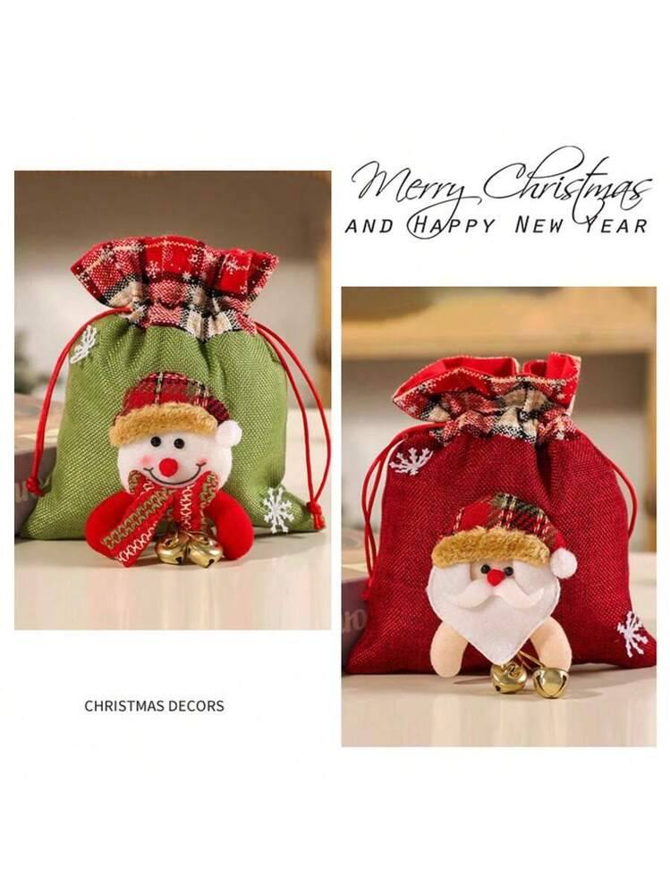 Acquista Borsa regalo di Natale Borsa per imballaggio regalo di caramelle in tessuto non tessuto di grande capacità con pupazzo di neve e design di Babbo Natale in Italia a partire da