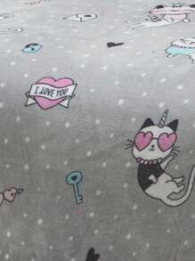 Home Elephant Frazada Matrimonial Gris Gatos Queen Suave - Gris - Ver 4