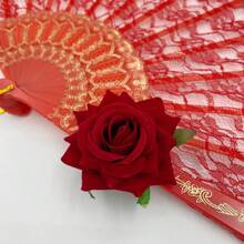 1pc Ladies' Lolita Style Lace Fan Chinese Dance Fan Qipao Accessory European Style Cosplay Folding Fan With Rose Pattern