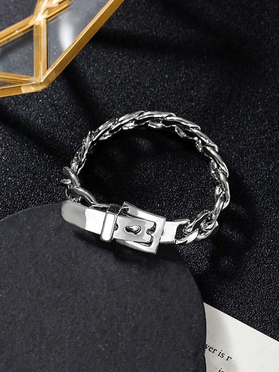 Fashionable Belt Buckle Design Bracelet Suitable For Daily Wear - Silver - View 1
