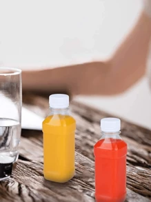 5 件装塑料果汁瓶，大容量透明饮料容器，防漏盖，适合冰咖啡、果汁、牛奶和 DIY 饮料水瓶，适合户外运动