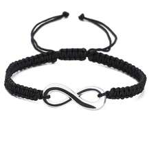 Conjunto De 2 Pulseras De Cuerda Simples En Blanco Y Negro - Blanco y Negro - Ver 3