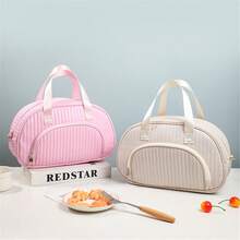 單肩米色歐美時尚便攜加厚旅行便當袋,可當作斜跨保溫便當袋