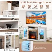 Costway Fireplace TV Stand with Led Lights & 18” Electric Fireplace for TVs up to 65” - 白色 - 查看 6