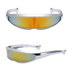 1pc Future Style Titanium Coated Fish Shaped Fashion Glasses, Suitable For Daily Wear Street Shades Accessories Halloween Beach Accessories Glasses Shades Looks Street Style And Suit For Sweater Jacket Sweatshirt Hoodie Leather Pants And Cargo Pants For Summer Beach Vacation,Outdoor,Travel
