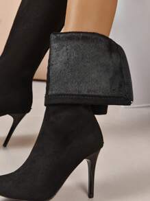 Bottes Pour Femmes Avec Haute Longueur De Jambe Pour Montrer Des Jambes Minces, Hiver, Bout Pointu Talon Haut Au-dessus Du Genou, Fermeture À Glissière De Mode, Bottes Habillées De Style Britannique