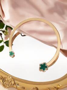 1入款女士時尚合金圓領項鏈,鑲有鑽石,彩色花朵和梅花形裝飾 - 黑色 - 查看 11