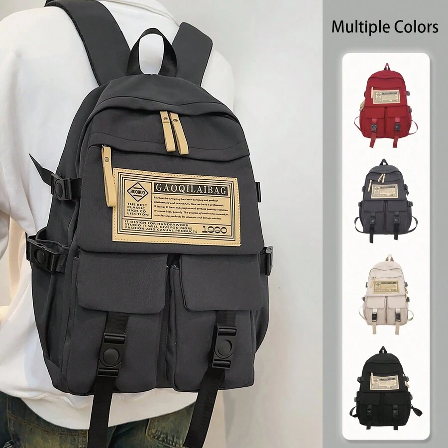 韓國男生大學生旅行背包,高中生和初中生日常通勤背包,超大容量校園書包 - 彩色 - 查看 1