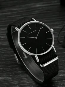 HANNAH MARTIN 休閒簡約風男士手錶帶時尚殼套,石英,防水,多用途男士手錶帶黑色禮物盒 - 銀色 - 查看 1