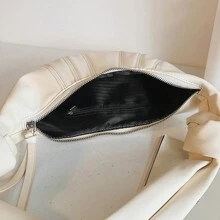 女士绗缝纯色斜挎包ins时尚单肩牛角包时尚通勤包高级感时尚饺子包