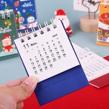 1入組2023-2024卡通聖誕迷你桌曆,可愛的桌面裝飾禮物,適用於學生,聖誕節禮物,非常適合節慶裝飾