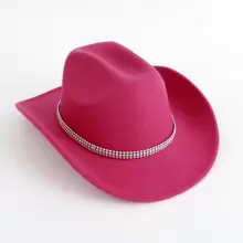 1pc Women's Solid Color Crystal Decorated Cowboy Hat For Western Party, Travel, Street, Festival, Elegant & Casual, Suitable For Daily Use Cowboy Hat Cowgirl Hat