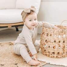 1 件婴儿头带手工制作超弹力柔软尼龙发带发饰女婴新生儿幼儿儿童蝴蝶结婴儿头巾女婴爱心情人节