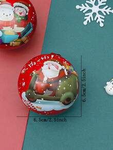 聖誕節兒童糖果球禮物,幼稚園用鐵皮糖果盒,聖誕夜小禮物裝飾包裝盒,聖誕糖果收納盒 - 紅色 - 查看 2