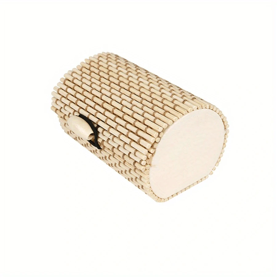 1pc Bamboo Weaving Jewelry Storage Box - Beige - View 1