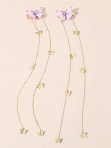 2 Ladies Butterfly Tassel Press Clip Hair Clips Street,Y2k Claw Clips Hair Claws Hair Barrettes, School Stuff