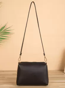 Solid Color Casual Shoulder Bag With Metallic Decorations