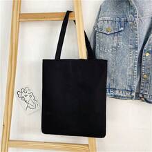 Bolsa De Tela De Con Estampado Encantador De Gato Mágico Y Águila, Bolsa De Hombro De Anime Portátil, Bolso De Mano Reutilizable Para Compras - Negro - Ver 5