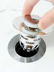 1pc Press Design Sink/basin Drain Plug With Deodorization & Antifouling Effect, Fit For Diameter 1.34~1.57in - Silver - View 1