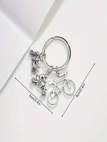Ysk-7 Bicycle & Motorcycle Shaped Keychain - Silver - View 2
