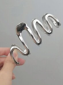 1件金屬大號抓夾女用髮夾，適用於髮髻與法式扭髮造型，金色髮飾髮夾 - 銀色 - 查看 4