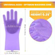 1對洗碗手套,可重複使用的矽膠洗碗手套,適用於廚房和浴室清潔,寵物毛髮護理,汽車洗滌(紫色)