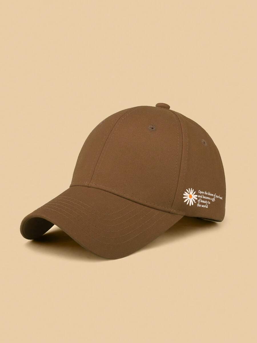 Letter Print Casual Baseball Cap - Coffee Brown - View 1
