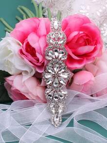 銀色短新娘水鑽腰帶,婚紗配件閃亮禮服腰帶腰帶