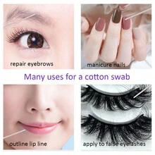 100入組單頭尖木棒,用於永久眉毛紋繡和化妝清潔工具 - 白色 - 查看 2