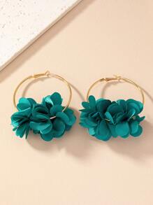 1pair Yellow Fabric Flower Design Ear Cuff - Yellow - View 16