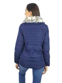Women's Jacket Lady Basic Medium Long Jacket - Navy Blue - View 3