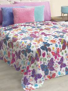 Home Elephant Soft White Butterflies Individual Blanket - White - View 2