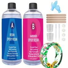 472ml 1:1 环氧树脂套装，AB 胶，适用于 DIY 珠宝、工艺品、透明硬质铸造树脂固化剂，抗黄变，低气泡 - 472毫升 - 查看 1