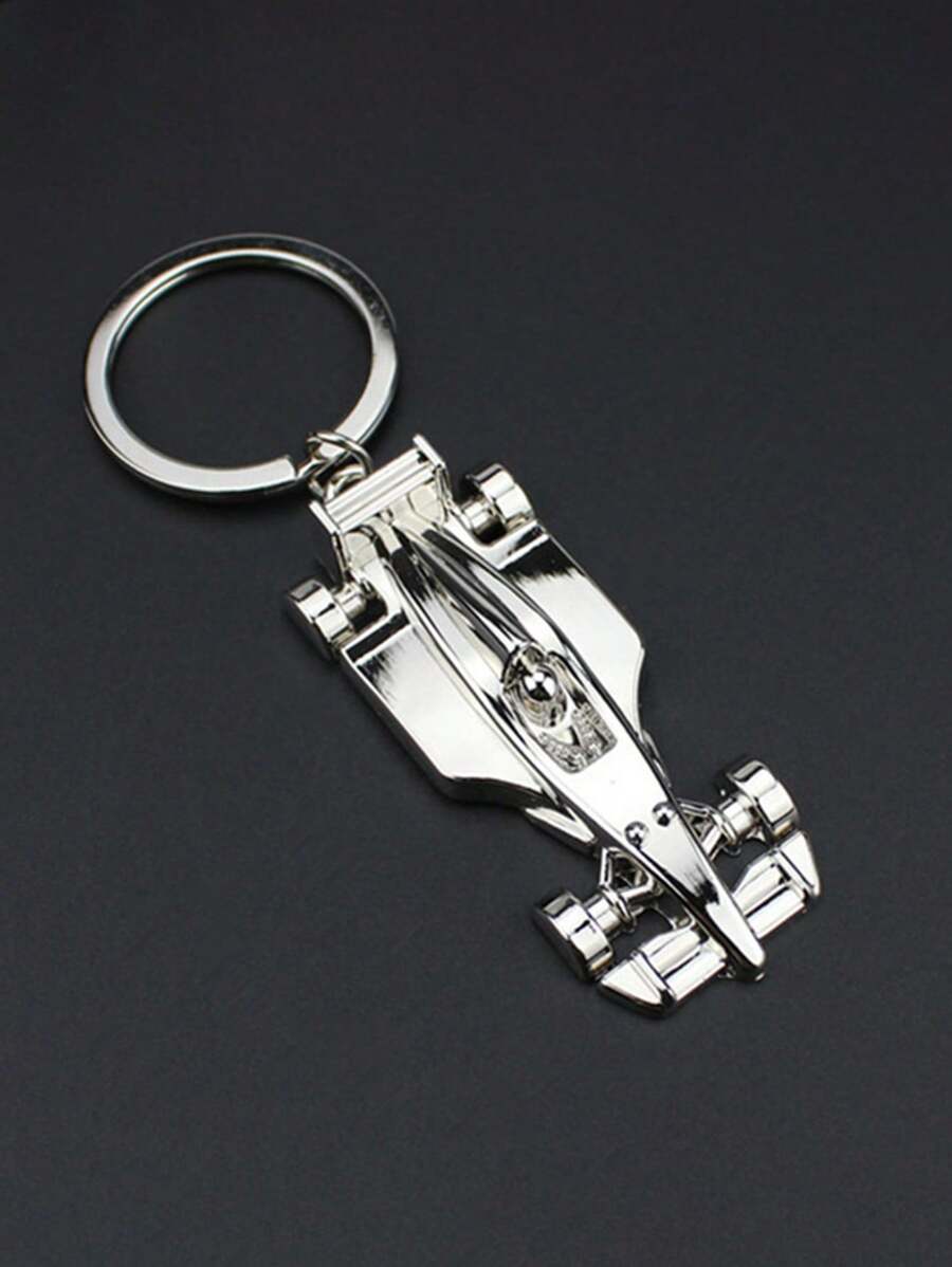 Portachiavi con ciondolo a forma di auto da corsa come regalo, per portafogli, zaini, borse da scuola e cartelle, regalo per ragazzi, portachiavi con modello 3D di auto da corsa, ornamento per zaino da corsa, portachiavi personalizzato con auto da corsa a ruote complete, anello portachiavi con auto da corsa in metallo pressofuso come regalo di San Valentino - Argento - Visualizzare 1