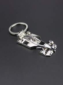 Portachiavi con ciondolo a forma di auto da corsa come regalo, per portafogli, zaini, borse da scuola e cartelle, regalo per ragazzi, portachiavi con modello 3D di auto da corsa, ornamento per zaino da corsa, portachiavi personalizzato con auto da corsa a ruote complete, anello portachiavi con auto da corsa in metallo pressofuso come regalo di San Valentino - Argento - Visualizzare 2
