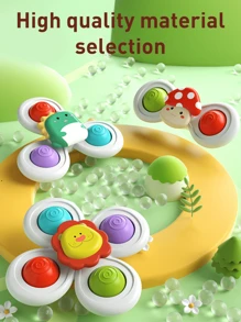 1 Peça Brinquedo Aleatório De Pião De Ventosas Com Botão De Silicone, Jogo De Bebês, Mordedor Infantil Giratório E Educativo, Chocalho Giratório Para Banho De Chuveiro, Presente De Crianças (algumas Partes Podem Ser Aleatórias)