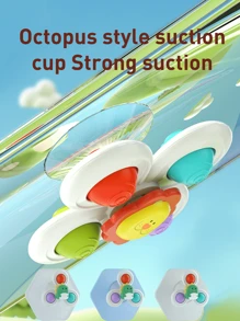 1 Peça Brinquedo Aleatório De Pião De Ventosas Com Botão De Silicone, Jogo De Bebês, Mordedor Infantil Giratório E Educativo, Chocalho Giratório Para Banho De Chuveiro, Presente De Crianças (algumas Partes Podem Ser Aleatórias)