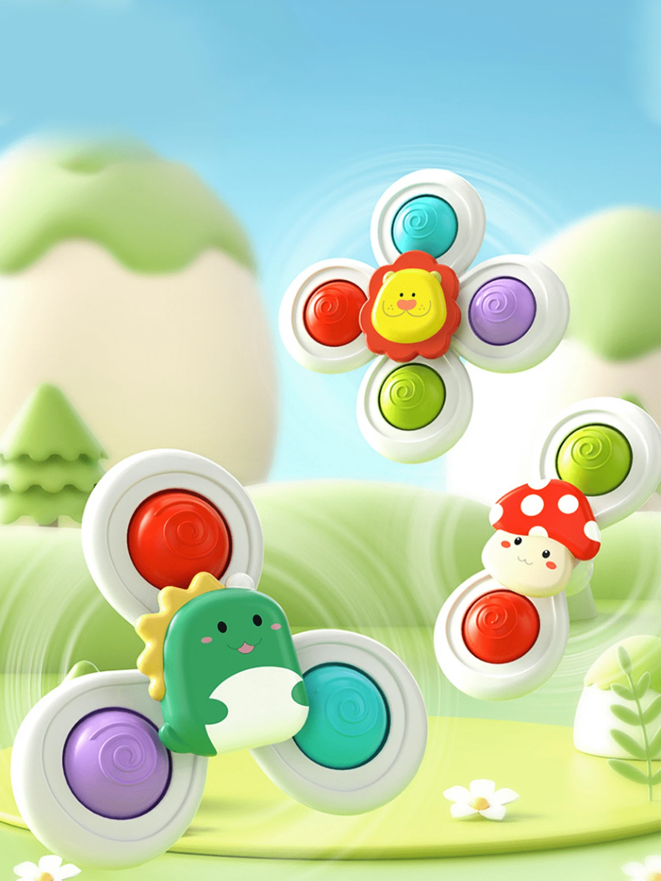 1 Peça Brinquedo Aleatório De Pião De Ventosas Com Botão De Silicone, Jogo De Bebês, Mordedor Infantil Giratório E Educativo, Chocalho Giratório Para Banho De Chuveiro, Presente De Crianças (algumas Partes Podem Ser Aleatórias)
